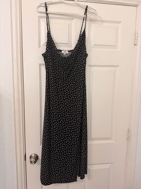 Socialite Black Polka Dot Midi Slip Dress